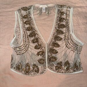 Chic Gold and Silver Embellished Blouse